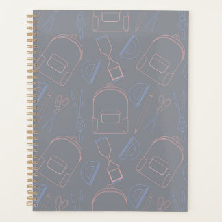 Agenda patrón continuo de escuela en estilo lineart