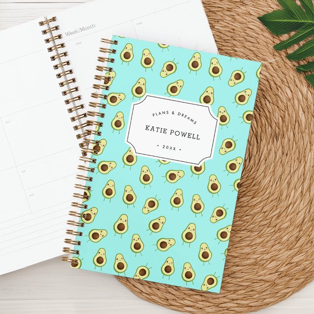 Agenda Patrón Cute Kawaii Sonriente de aguacate personali (Subido por el creador)