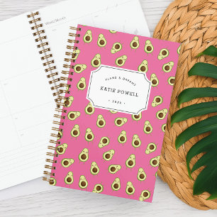 Agenda Patrón Cute Kawaii Sonriente de aguacate personali