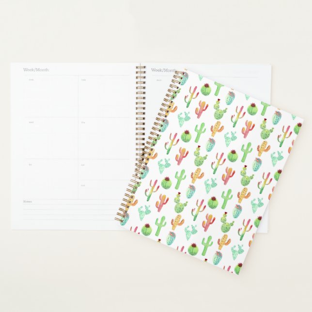 Agenda Patrón de acuarela Cactus Pastel (Demostración)