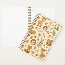 Agenda Patrón de acuarela de adorables animales del bosqu