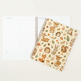 Agenda Patrón de acuarela de adorables animales del bosqu