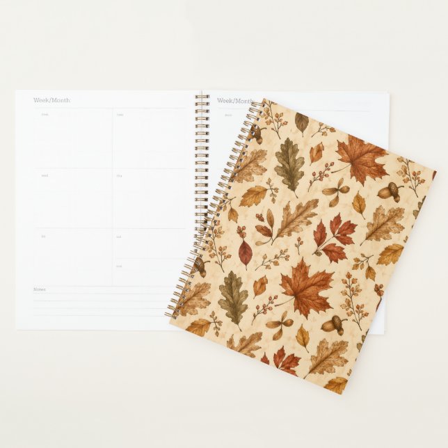 Agenda Patrón de acuarela de hojas de otoño  (Demostración)