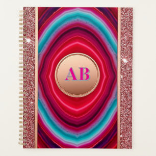 Agenda Patrón de ágata abstracta vibrante con brillo