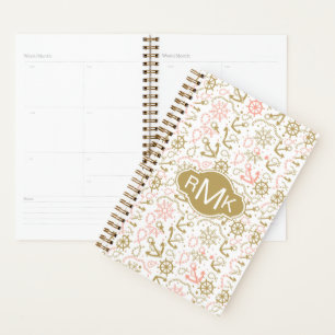 Agenda Patrón de ancla dorada Monograma