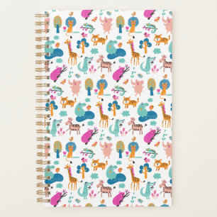 Agenda Patrón de animales de la jungla, suave y colorido
