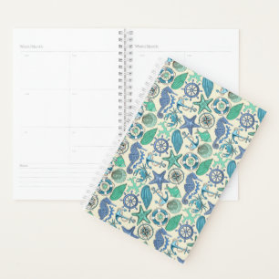 Agenda Patrón de animales del mar verde azulado