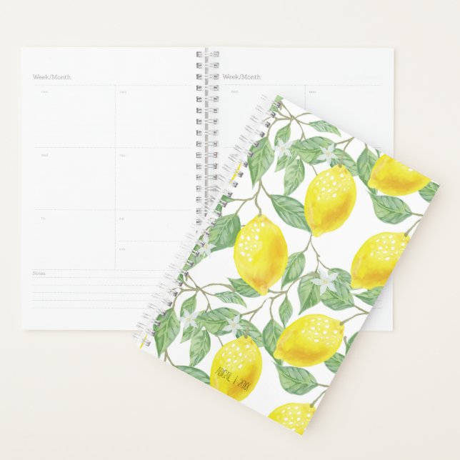 Agenda Patrón de árbol de limón negro amarillo y verde cl (Demostración)