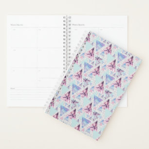 Agenda Patrón de árbol de palma rosa y azul