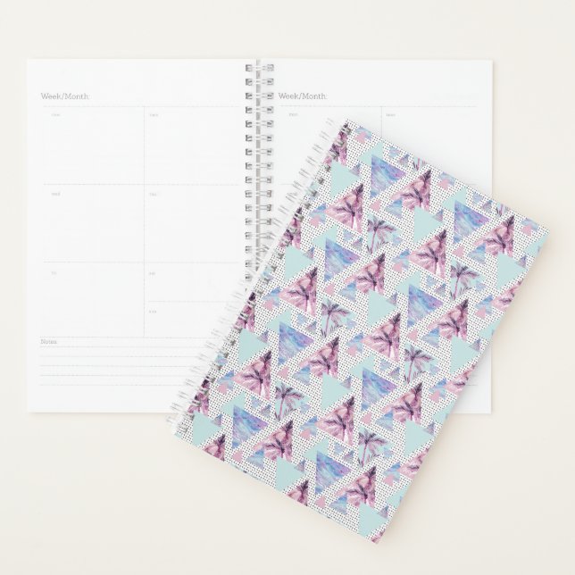 Agenda Patrón de árbol de palma rosa y azul (Demostración)