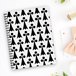 Agenda Patrón de armiño, patrón medieval, negro sobre bla