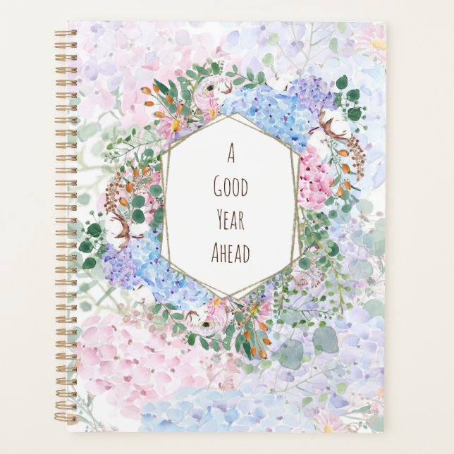 Agenda patrón de arreglo de hortena púrpura rosa azul ros (Anverso)