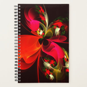 Agenda Patrón de arte abstracto rojo verde floral moderno