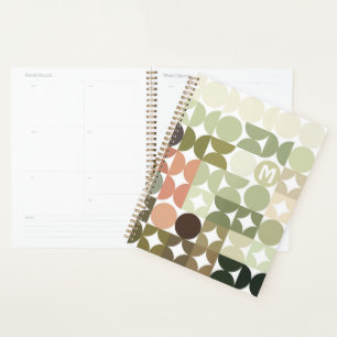 Agenda Patrón de arte personalizado verde oliva coral nar