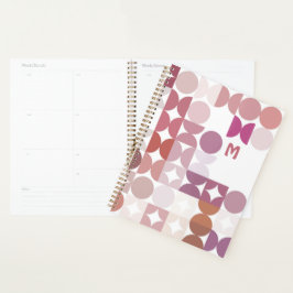 Agenda Patrón de arte retro personalizado de color malva 