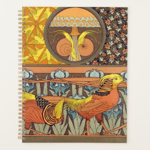 Agenda Patrón de ave de la naturaleza Art Nouveau francés