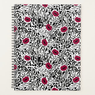 Agenda Patrón de B&W de labios de labios modernos