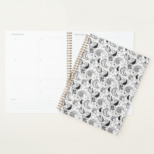 Agenda Patrón de cachemira en negro y blanco – Arte texti