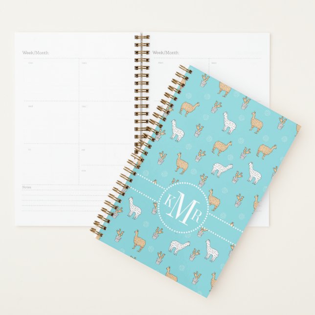 Agenda Patrón de cactus de cúrcute Alpaca Llama (Demostración)