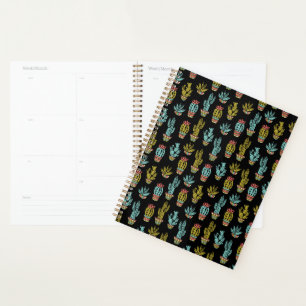 Agenda Patrón de cactus de grunge oscuro