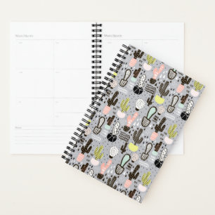 Agenda Patrón de cactus dibujado a mano con textura