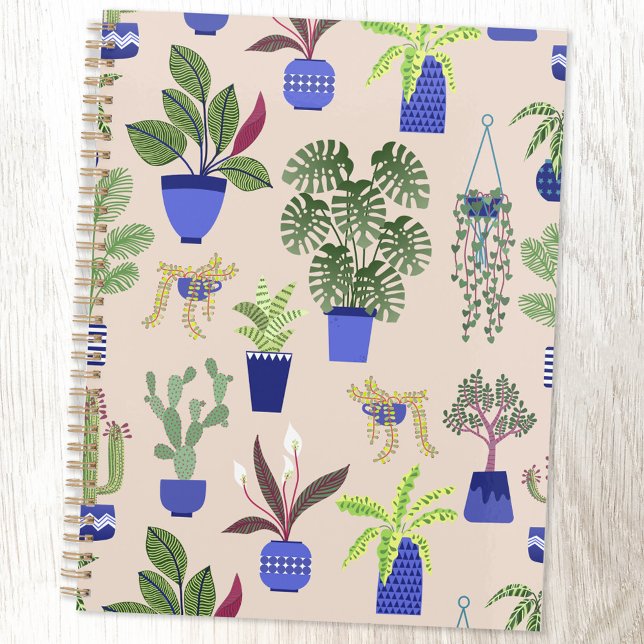 Agenda Patrón de Cactus Rubor Rosa (Cactus cacti succulent houseplant notebook planner)