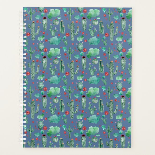 Agenda patrón de cactus y ladybug - fondo azul (Anverso)