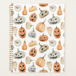 Agenda Patrón de calabaza de acuarela divertida