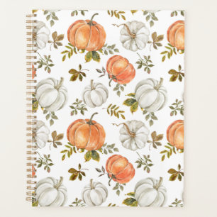 Agenda Patrón de calabaza de color de agua de otoño