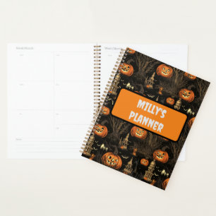 Agenda Patrón de calabaza de Halloween oscuro