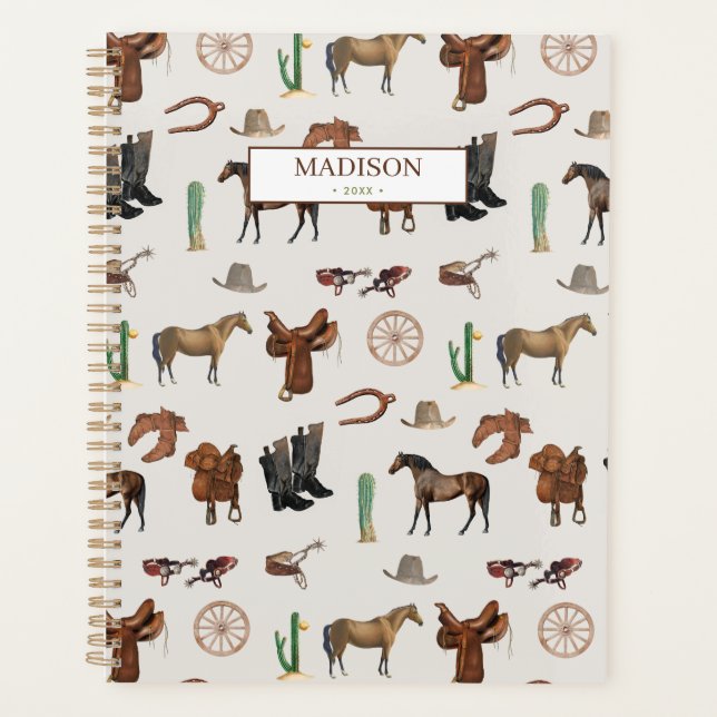 Agenda Patrón de campo de Cowboy Cowgirl Western Rodeo (Anverso)