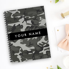 Agenda Patrón de camuflaje gris, tu nombre, Personaliza
