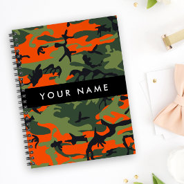 Agenda Patrón de camuflaje naranja, tu nombre, personaliz