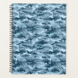 Agenda Patrón de camuflaje pixelado militar azul