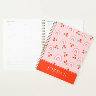 Agenda Patrón de cerezas de arcoiris rosa