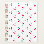 Agenda Patrón de cerezas estéticas de cerezas blanco<br><div class="desc">El patrón minimalista de cerezo dulce en rojo y blanco es delicado y perfecto para un boda de verano.</div>