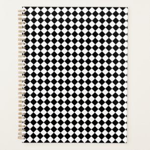 Agenda Patrón de Chevron Blanco y Negro Sólido Estándar