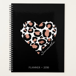 Agenda Patrón de chita de leopardo negro personalizado