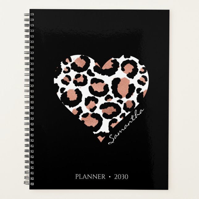 Agenda Patrón de chita de leopardo negro personalizado (Anverso)