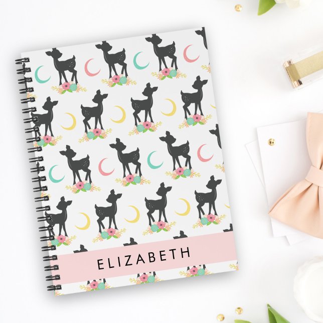 Agenda Patrón de ciervos, venado bebé, boho, flores, tu n (Subido por el creador)