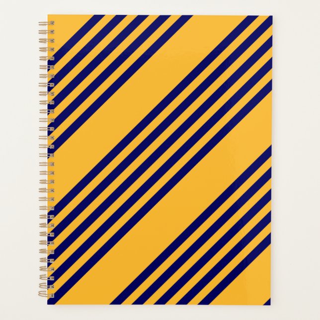 Agenda Patrón de cinco rayas azul marino y amarillo solea (Anverso)