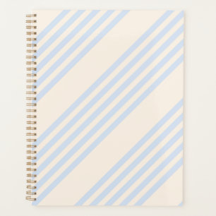 Agenda Patrón de cinco rayas azul pálido y beige