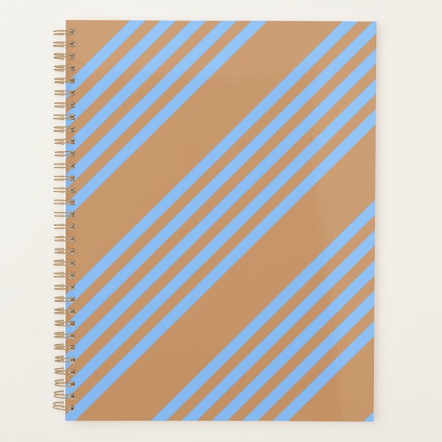 Agenda Patrón de cinco rayas azul y marrón (Anverso)