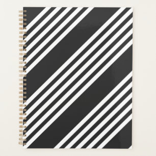 Agenda Patrón de cinco rayas blanco y carbonífero