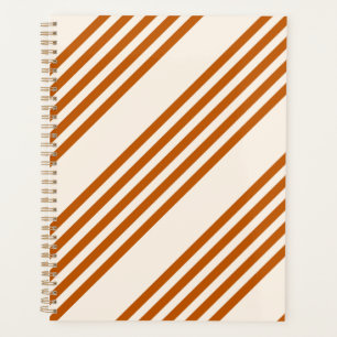Agenda Patrón de cinco rayas de naranja quemado y beige