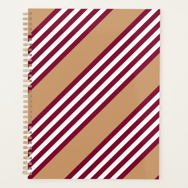 Agenda Patrón de cinco rayas rojo burdeos (Anverso)