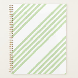 Agenda Patrón de cinco rayas verde claro y blanco