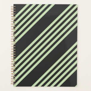 Agenda Patrón de cinco rayas verde pálido y carbón vegeta