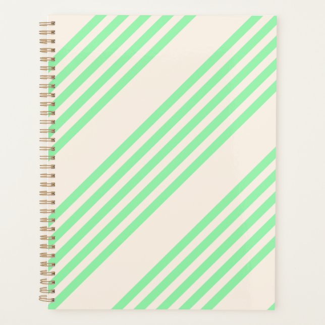 Agenda Patrón de cinco rayas verde y beige (Anverso)