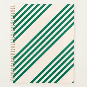 Agenda Patrón de cinco rayas verde y beige de los bosques